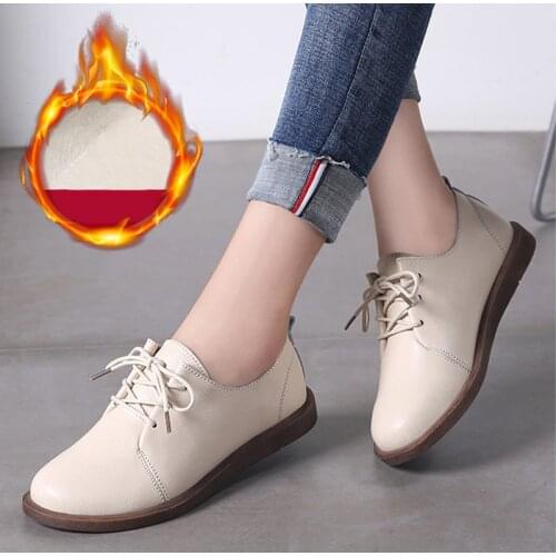 Autumn Oxfords Women Flats Shoes 2021 PU Leather Lace Up Single Shoes Office Ladies Dress Shoes Vintage Female Vulcanized Shoes