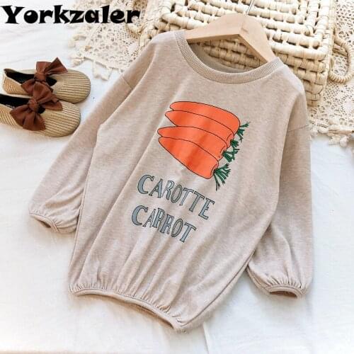 2020 Baby Girls Fall Clothes Long Sleeve Carrot Printed Shirt-dress Kids Children Clothes Tops O-neck Autumn Clothing