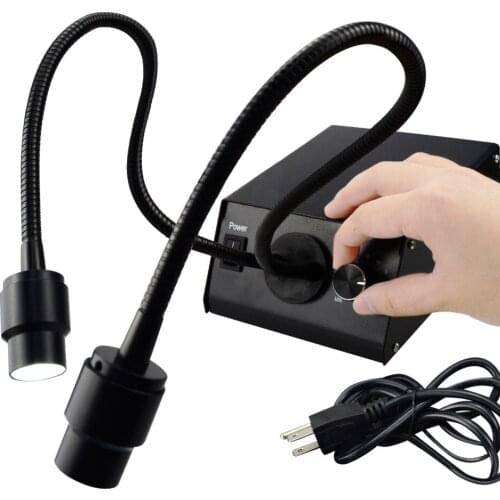 Microscope Illuminator Illumination w/ Dimmer Fiber Optic Dual Gooseneck Lights Cold LED 100V~240V Stable Shadow-free Lighting