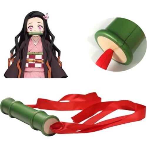 Anime Demon Slayer Kimetsu No Yaiba Kamado Nezuko Sealing Stick Cosplay Props Girls Halloween Cosplay Bamboo Mouth Sticks