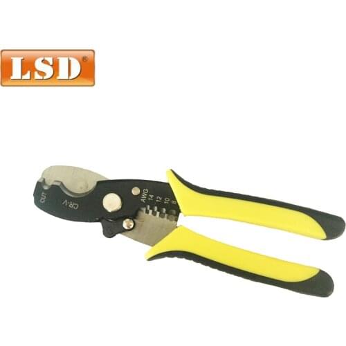 14-8AWG Cable Cutting Stripping Pliers Multifunction Electrician terminal Tools 10.7mm max LS-206B cutting plier