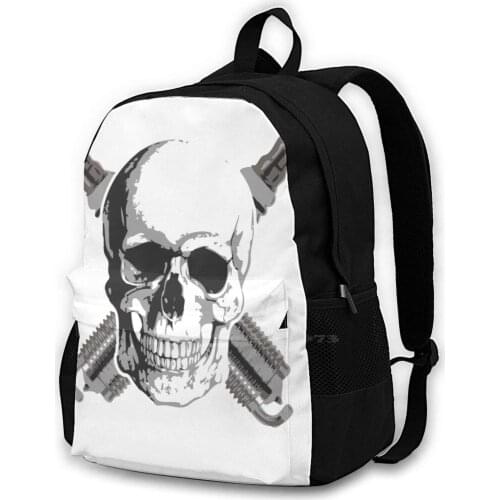 Spark Plug Skull Women Men Teens Laptop Travel School Bags Spark Plug Skull Motorcycle Car Race Bike Biker Mechanic