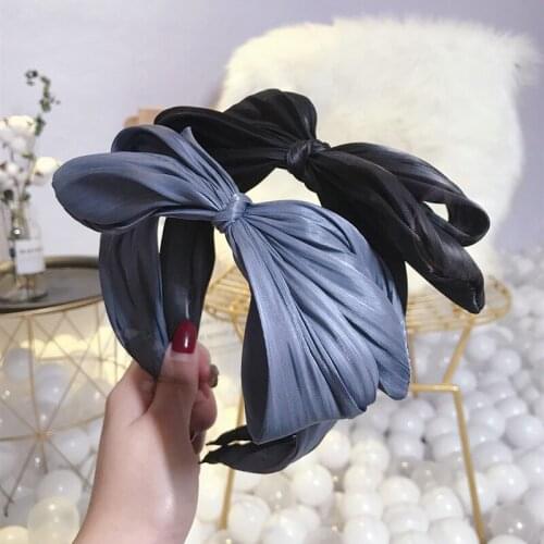 H:HYDE Knotted Big Bow Hair Band Crumpled Headband Hairpin Solid Hairband Accessories Fashion Sweet Girl Hair Accessories