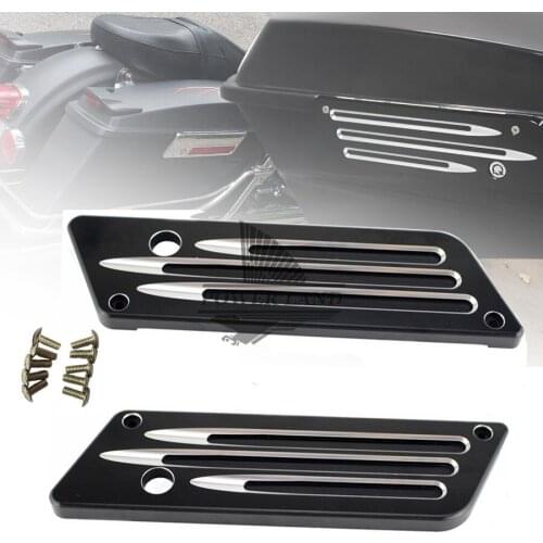 Drop Shipping Black Hard Billet Aluminum Saddlebag Latch Cover Case For Harley Touring 93-13