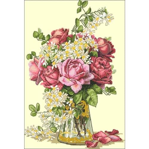 Rose patterns counted 11CT 14CT DIY Cross Stitch Sets wholesale Cross-stitch Kits Embroidery Needlework