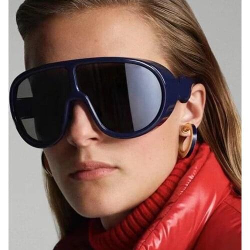 2021 Newest Design Big Frame Oversized Sunglasses Women Men One-piece Luxury Brand Large Sun Glasses Trendy Mirror Goggle Shades