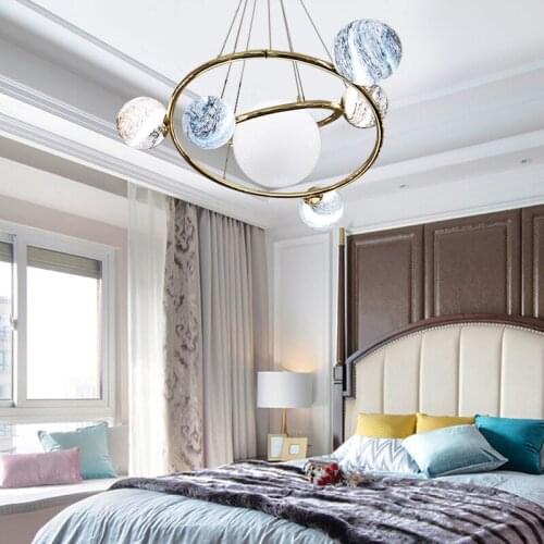 Modern Hanging Lamp Light Led Dinning Bed Room Bedroom Foyer Round Glass Ball Black Gold Nordic Simple Modern Pendant Light Lamp
