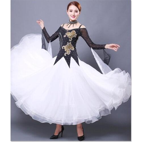 Standard Ballroom Dress Lady New Custom Made Waltz Flamenco Dance Dresses Glass Stone Ballroom Competition Dancing Dress