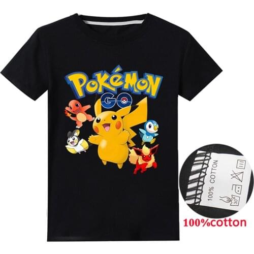 TAKARA TOMY Pokemon Pikachu Cotton Childrens Print T-shirt Childrens Clothing Boys and Girls Gifts Birthday Clothing