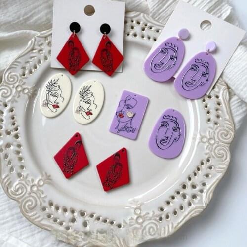 Street style exaggerated modern fashion abstract lines portrait acrylic pendant DIY earrings earrings pendant materials