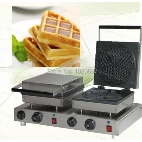 Heart shape double head waffle maker machine