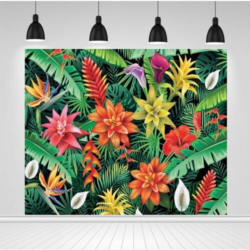 Scopiso Summer Tropical Palm Tree Leaves Flower Baby Portrait Birthday Backdrop Vinyl Photography Background For Photo Studio