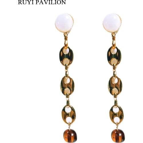 Ruyi Pavilion Handmade Jewelry Elegant Natural Baroque Amber Gemstone Earrings for Women 2021