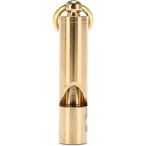 1pcs 10mm Solid brass EDC Emergency Safety & Survival Aid Whistle Keychain For Camping Hiking Tools