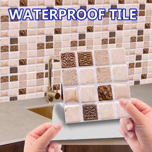 10pcs 3d Crystal Tile Stickers Diy Waterproof Self-adhesive Wall Stickers For Kitchen Living Room Toilet Wall Наклейки На Стену