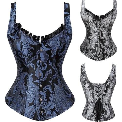 12Spiral Steel Boned Gothic Women Waist Trainer Corsets Bustier Body Waist Cincher Overbust Top Lingerie Vest Body Shaper