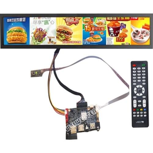 19 inch Stretched Bar LCD IPS 1920x360 LVDS to HD MI Controller Board Shelf Edge Digital Signage Ultra Wide Advertising Display