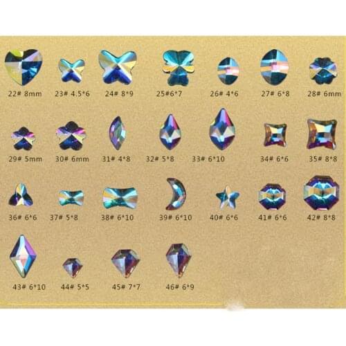 20pcs AAAAA 46 Styles clear ab crystal Nail Art flatback Rhinestones Strass DIYNail Art Decoration Face Crystal Stones Stickers