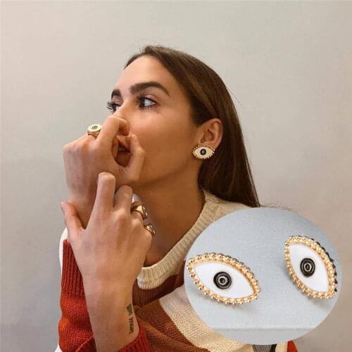 2021 Tiny Trendy Cubic Zirconia Gold Color Eye Stud Earrings Korean Style Cute Earrings For Women Fashion Jewelry