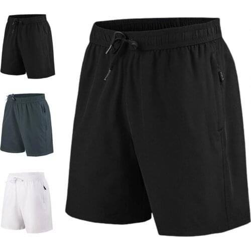 2021 new Men Shorts Adjustable Drawstring Comfortable Elastic Waist Men Solid Color Breathable Mid Waist Shorts for Training