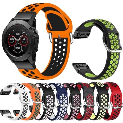 26 22MM Watchband Strap for Garmin Fenix 5 5X 3 3HR 6 6X Pro S60 MK1 935 Watch Quick Release Silicone Easyfit Wrist Band Strap