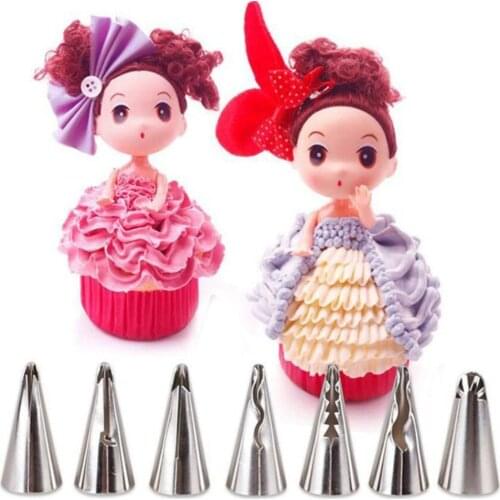 7pcs/set Wedding Russian Nozzles Pastry Puff Skirt Icing Piping Nozzles Pastry Decorating Tips Cake Cupcake Decorating Tools