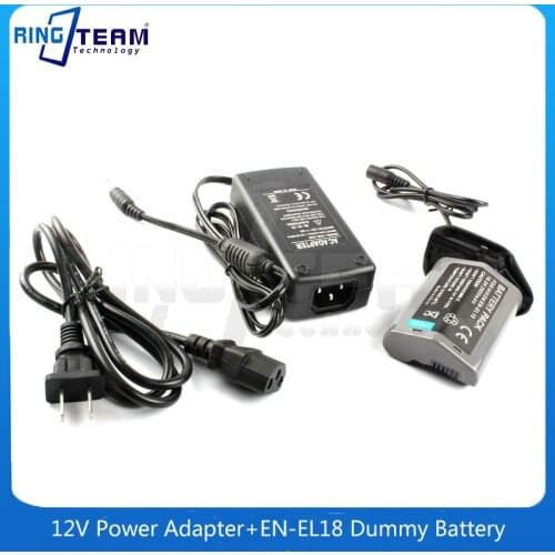 12V Power Adapter+EN-EL18 Dummy Battery ENEL18 DC Coupler for Nikon Camera D6 D5 D4 D4S D500 D850