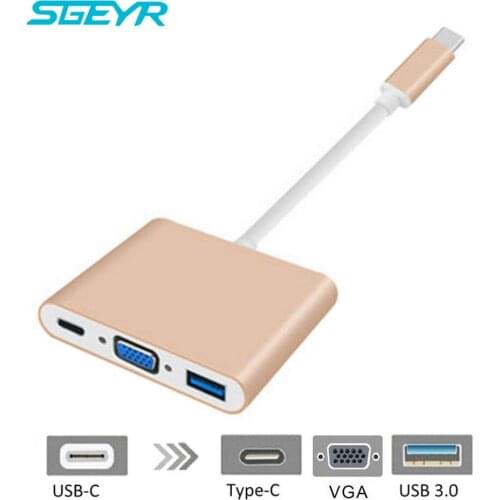 SGEYR USB C 3.1 Converter Adapter USB C Type To USB 3.0/VGA/TypeC Female Charger Adapter for Apple Macbook and Google Chromebook
