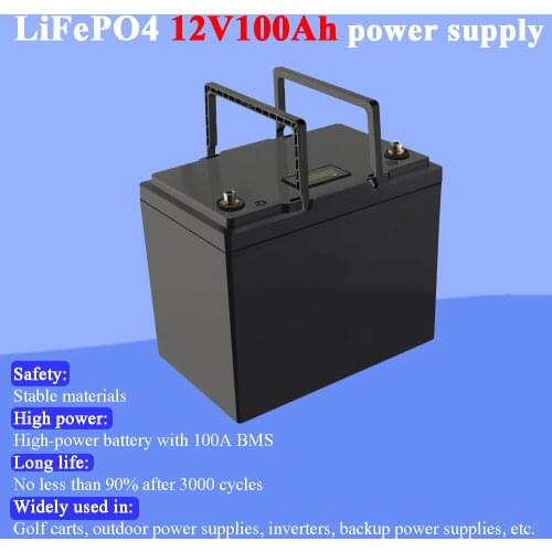 Land Voyager 12V 100AH lifepo4 battery with 100A BMS 4S 12.8V 1200W backup power inverter For RV Campers Solar Golf Carts Marine