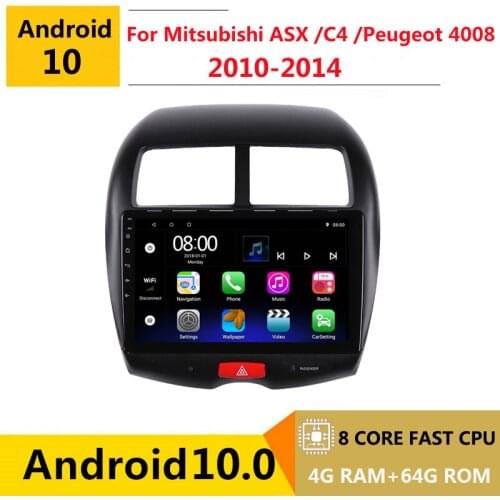 2 din 8 core android 10 car radio auto stereo for Mitsubishi ASX C4 Peugeot 4008 2010-2014 navigation GPS DVD Multimedia Player