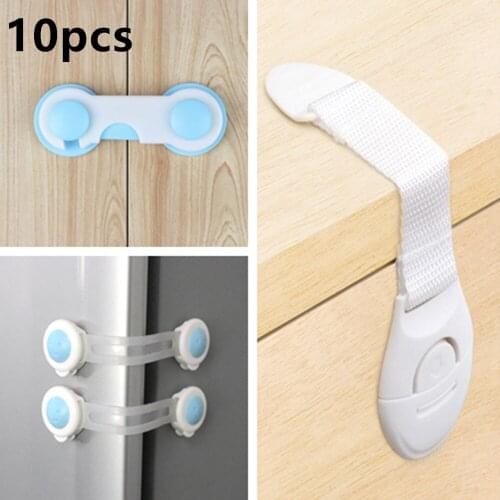 10Pcs/Lot Baby Safety Lock Protection From Children Refrigerator Plastic Child Castle Drawer Cabinet Kids Security Door Stopper