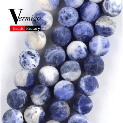 Natural Gem Dull Polished New Sodalite Minerals Stone Beads For Jewelry Making 4-12mm Round Beads Diy Bracelets Necklaces 15