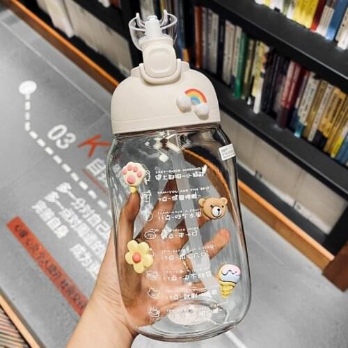 1300ML Water Bottle With Straw Plastic Portable Sports Kettle For Drinking Tea Mug Camping Kitchen Tools Protein Shaker Garrafa