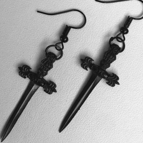 Black Dagger Earrings Sword Stunning Gothic Jewelry Fashion Darkness Simple Men Women Gift Novelty Pendant Classical 2020 New