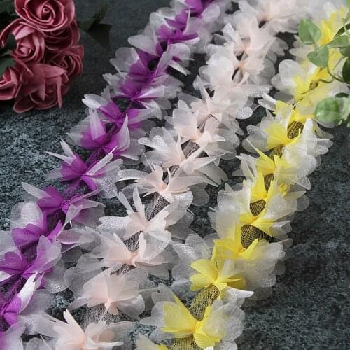 2 yards 65mm Double-layer Flash Yarn Chiffon Flowers Organza Lace Ribbon DIY Headwear Clothing Decoration Accessories Trim
