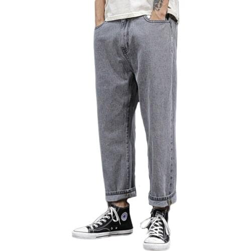 Loose Men Jean Plus Size 42 44 46 48 Trendy Leggings Tide Brand Fashion Student Men Clothing Spring And Summer New Cropped Jeans