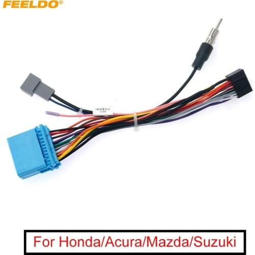 FEELDO 16-pin Car Android Aftermarket Stereo Wiring Harness Adapter For Honda/Acura/Mazda/SuzukiOriginal Stereo Wiring Harness