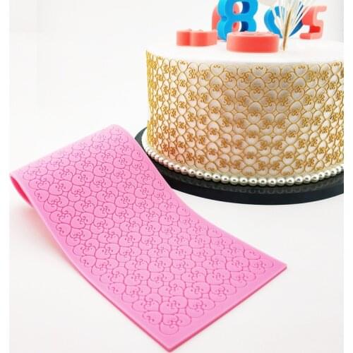 Cake Mold Lace Love Heart Broken Flower Lace Mold Silicone Mold Fondant Cake Rim Chocolate Decoration Mold Cake Stands M042