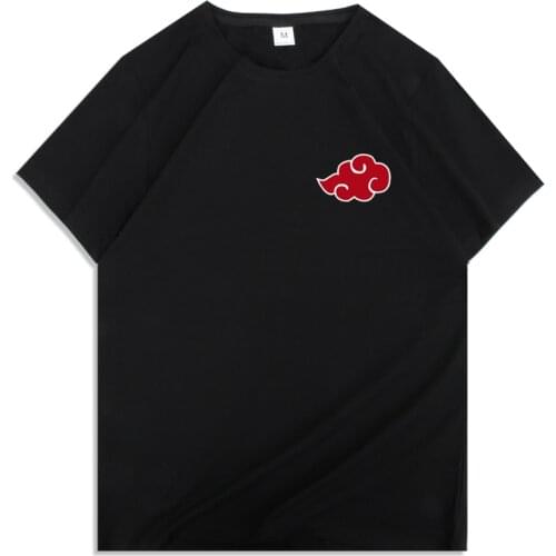 Japanese Anime Akatsuki Cloud Symbols Print T Shirt Men Harajuku Cotton Tight T-Shirts Streetwear Tee Tops Clothing Funny