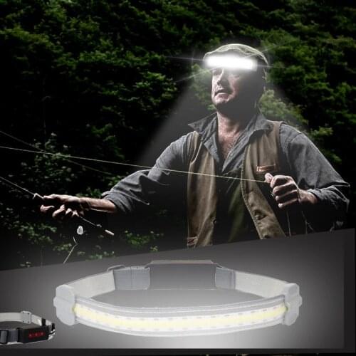 COB Headlight Red Light Warning Portable Headlight USB Rechargeable Headlight Flashlight 3 Lighting Modes Working Light