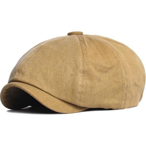 Four Seasons Solid Cotton Newsboy Caps Men Women Octagonal Hat For Male Detective Hats Retro Flat Caps Unisex