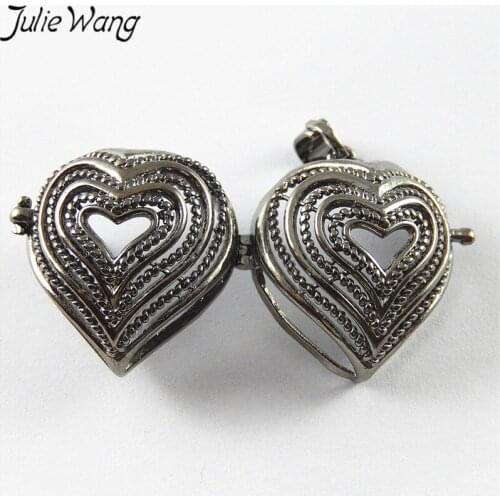 Julie Wang 1 pcs/pack Can Be Opened Pendant Jewelry Accessories Cool Mystery Style Heart Shaped Hollow Phase Box For Couple