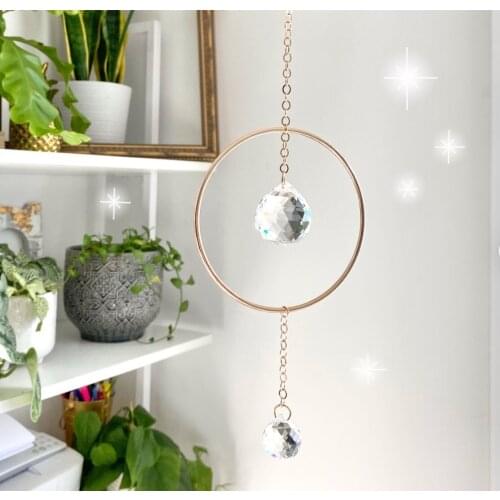 Single Hoop Drop Crystal Suncatcher Rainbow Maker Window Hanging 12cm diameter ring Decoration gift