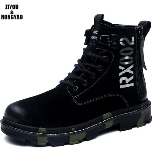 2019 New Men Boots For Martin Boots Genuine Leather Motocycle Boots Warm lovers Boots Winter Shoes Men Shoes Plus Size 36 46