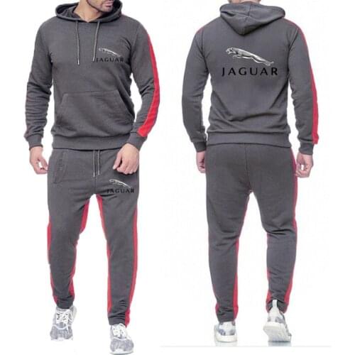 2021 Mens Jaguar Car Logo 2 Pieces Sets Tracksuit Hooded Sweatshirt+pants Pullover Hoodie Sportwear Suit Casual Mans Clothing