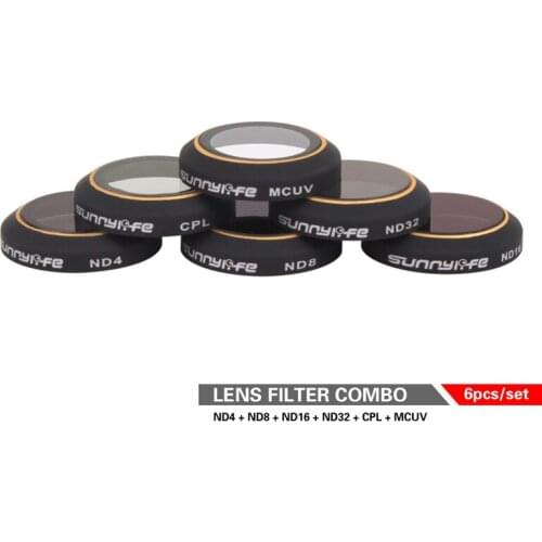 Snap on Filters Set 6Pcs ND4/8/16/32 CPL Circular Polarizer MCUV UV Camera Lens Filter Kit for DJI MAVIC PRO Drone Accessories