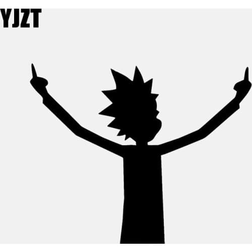 YJZT 13.9CM*11.3CM Middle Finger Car Sticker Vinyl Decal Lovely Boy Black/Silver C3-1913