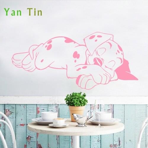 New Cartoon Sleeping Tabby Dog Wall Stickers For Baby Rooms Nursery Wallpaper Home Decor Bedroom Children Gifts Poster Art Mural