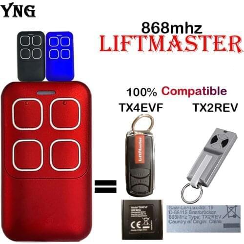 NEW LIFTMASTER TX4EVF TX2REV Door Remote Control Replacement Liftmaster Garage Gate Remote Control 868mhz
