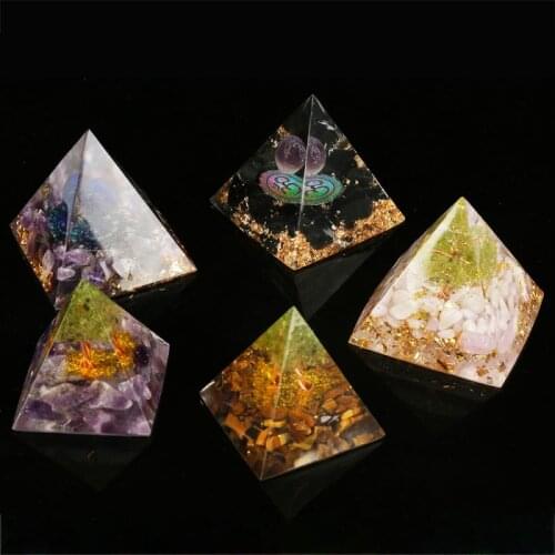 Reiki Orgonite Pyramid Amethyst Crystal Sphere With Obsidian Natural Cristal Stone Orgone Energy Healing Home Decoration Crafts